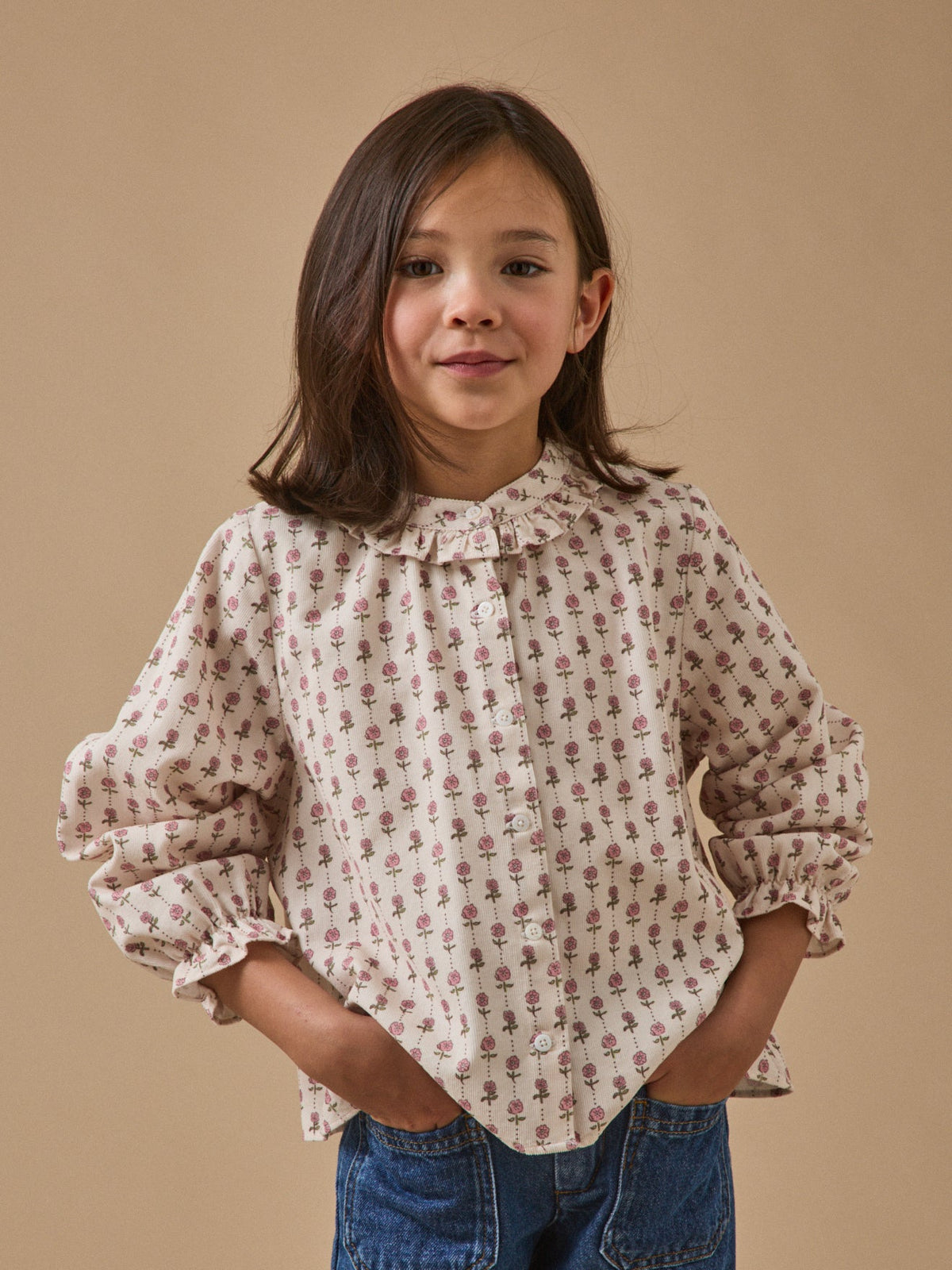 Chemise imprimée en velours Fille - 1