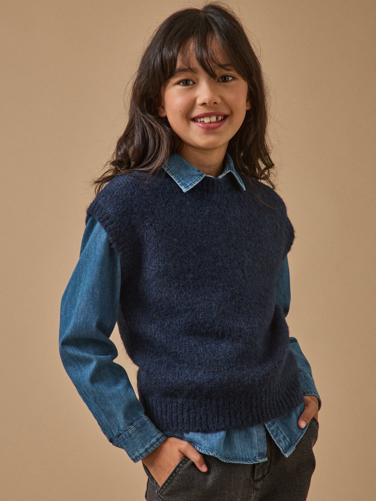 Pull sans manches Fille laine et alpaga - 4